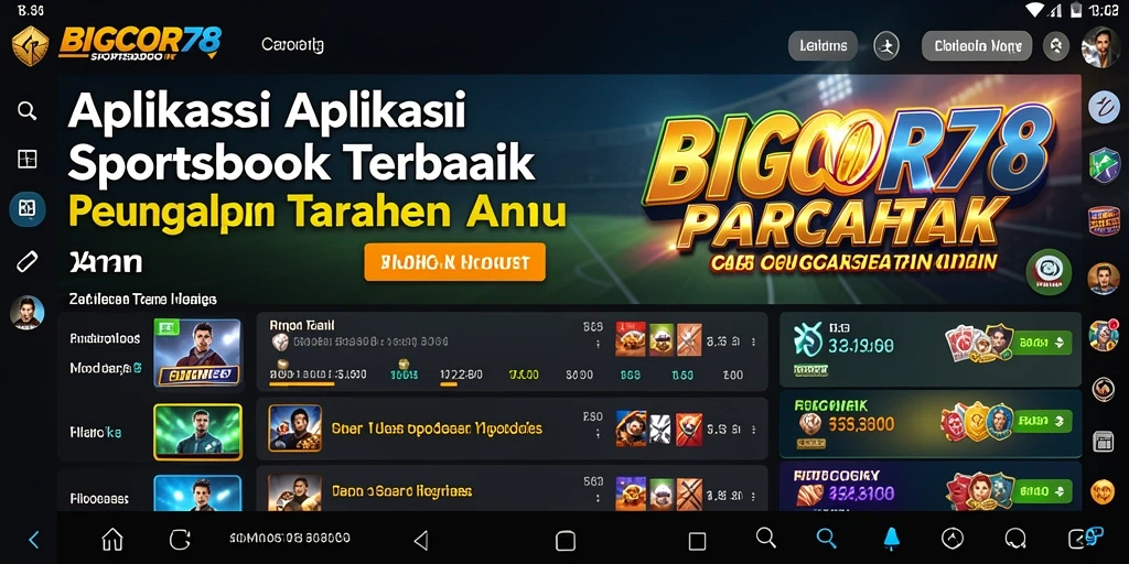 Tampilan utama <strong>BIGCOR78</strong> dengan fitur taruhan olahraga yang menarik.