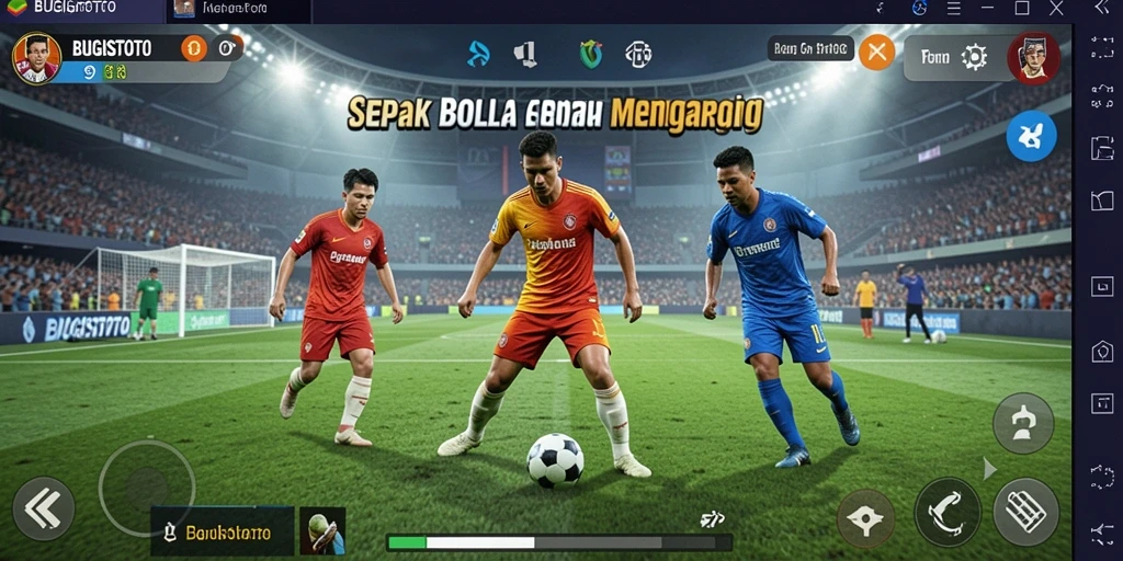 Tampilan gameplay menarik dari BUGISTOTO dengan aksi sepak bola yang seru.