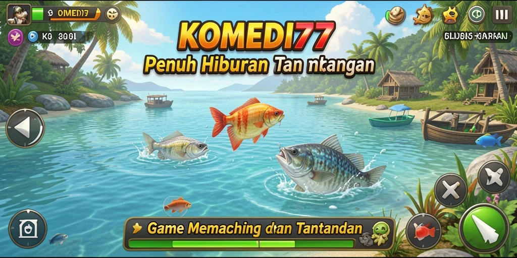 Screenshot utama KOMEDI77 dengan gameplay memancing yang seru dan menarik.