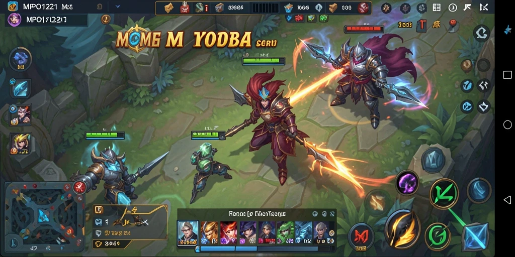 Screenshot MPO1221 menampilkan aksi seru dalam arena MOBA.