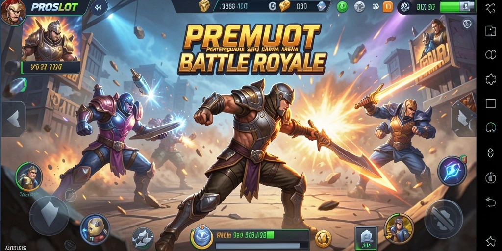 Tampilan menarik dari gameplay intens PROSLOT Battle Royale.
