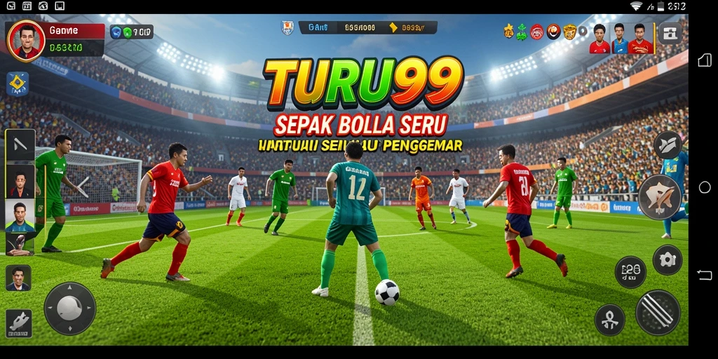 TANGKAPAN LAYAR TURU99 MENUNJUKKAN GAMEPLAY SEPAK BOLA YANG MENYENANGKAN.