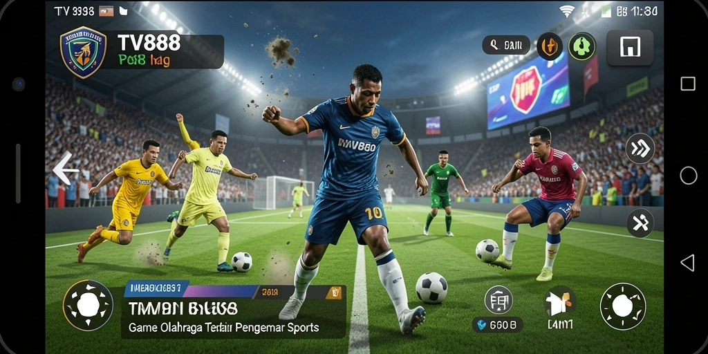 Tampilan gameplay TV888 yang dinamis dan penuh aksi olahraga.